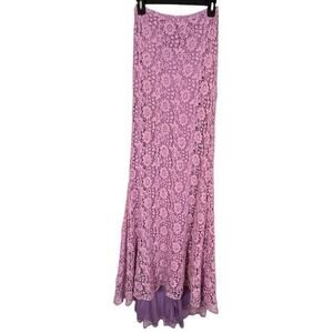 Sherri Hill Womens Formal Crochet Long Fit Flare Skirt Train Lavender sz 4